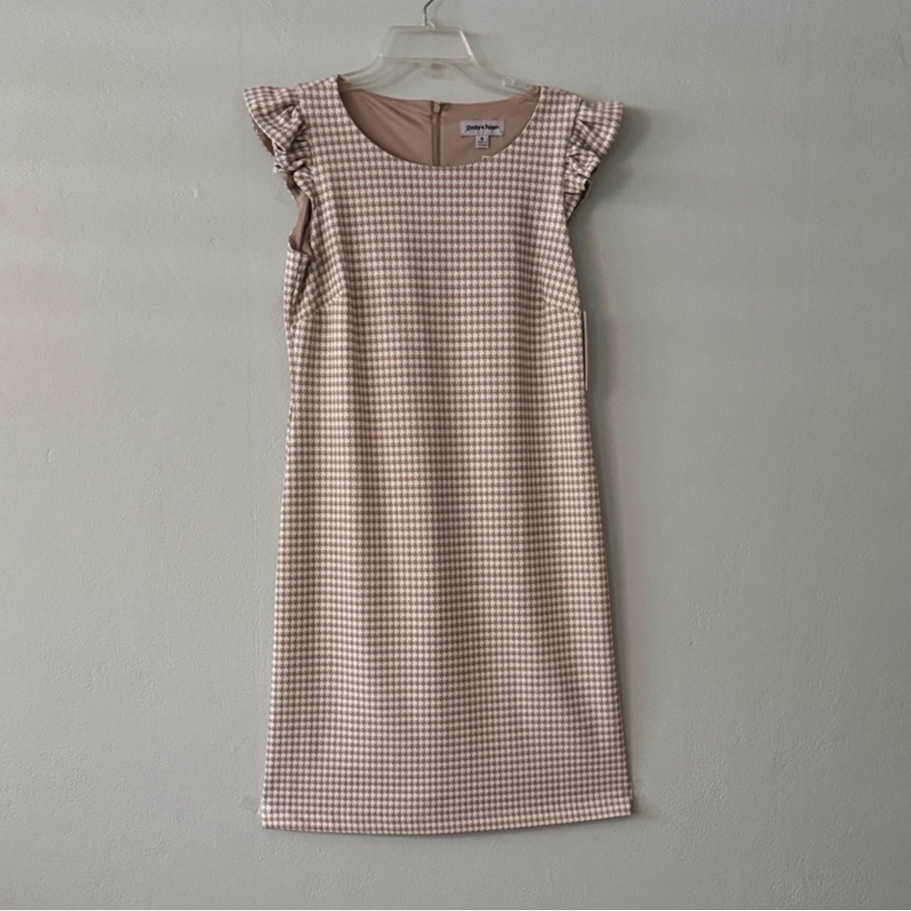 Shelby & Palmer Tan Houndstooth Dress B-1 - Picture 6 of 6